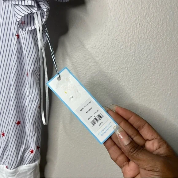 NEW‎ Draper James Women Bodysuit T-Shirt Stars Stripes Puff Sleeve - Picture 4 of 12